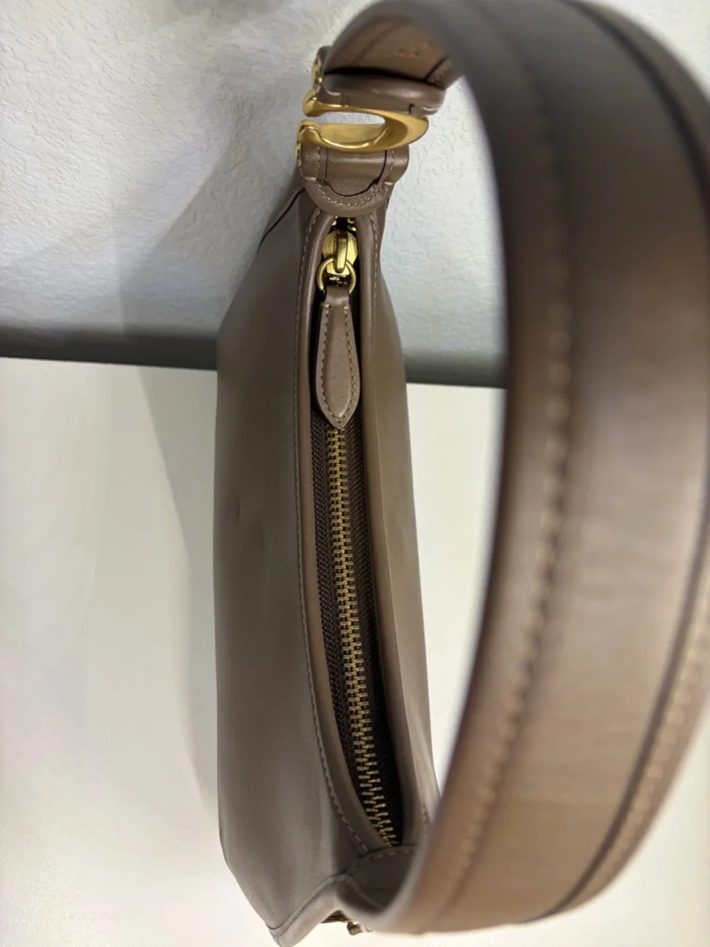 Coach Eve Leather Shoulder Bag with Gold Accent in the color in dark stone - Picture 8 of 13